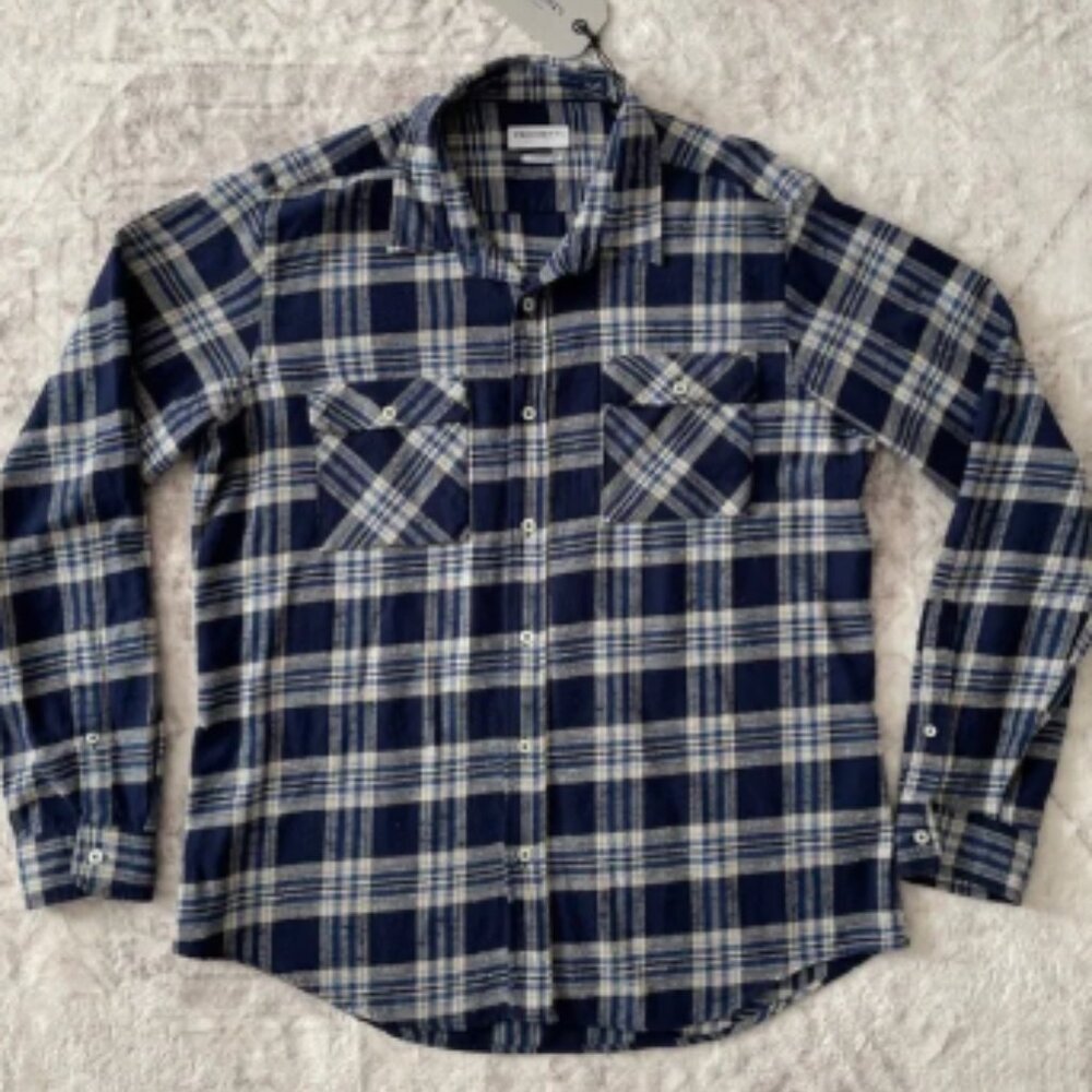 Men's President's Japanese Cotton Vespa P's Check Flannela Shirt Blue XL New